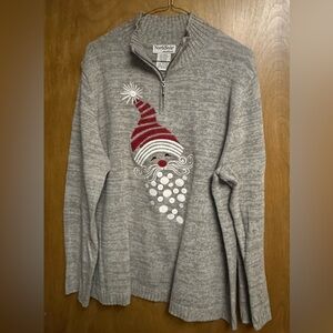 NorthStyle Gray Santa Zippered Sweater NWOT